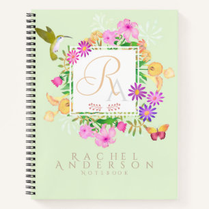 Carnet Jardin Floral Monogramme Vert
