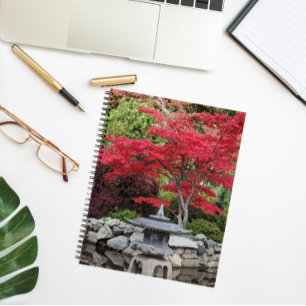 Carnet Jardin japonais Lanterne et Feuilles d'érable roug
