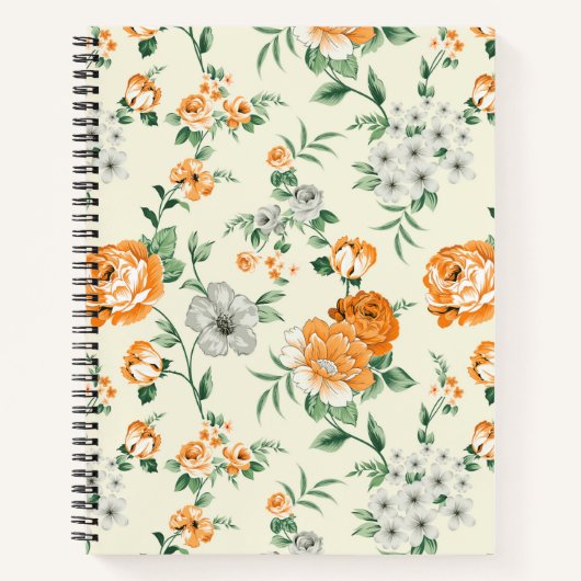 Carnet Jardin Jaune doux motif floral (Devant)