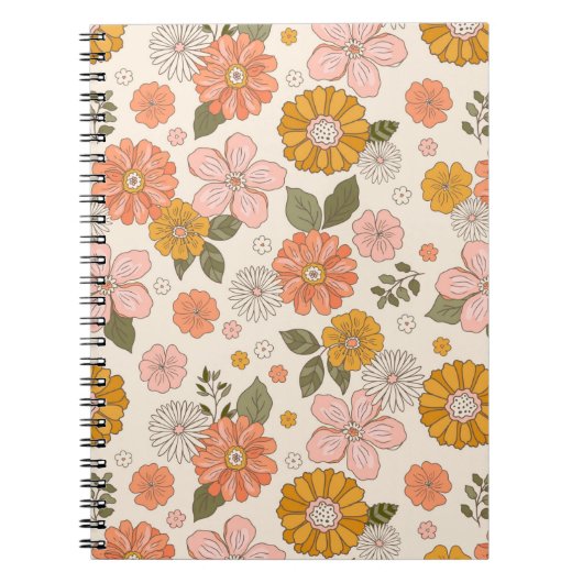 Carnet Jardin rose et orange Motif (Devant)