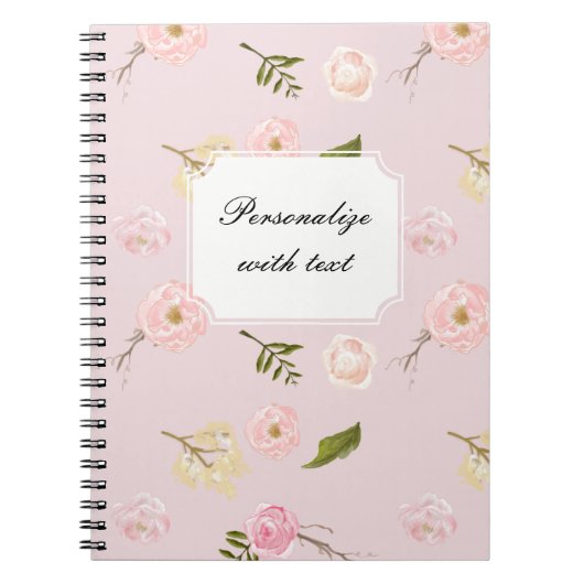 Carnet Jardin rose romantique Aquarelle Florale (Devant)