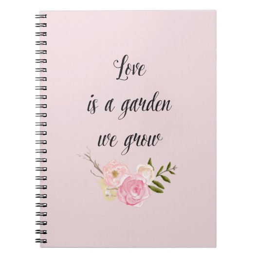 Carnet Jardin rose romantique Aquarelle Florale (Devant)