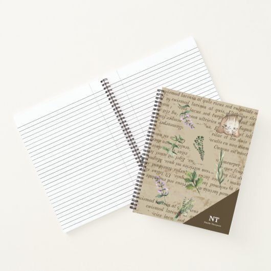 Carnet Jardin rustique Monogramme Initiale et nom rétro (Intérieur)