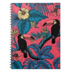 Carnet Jardin toucan en rouge et bleu