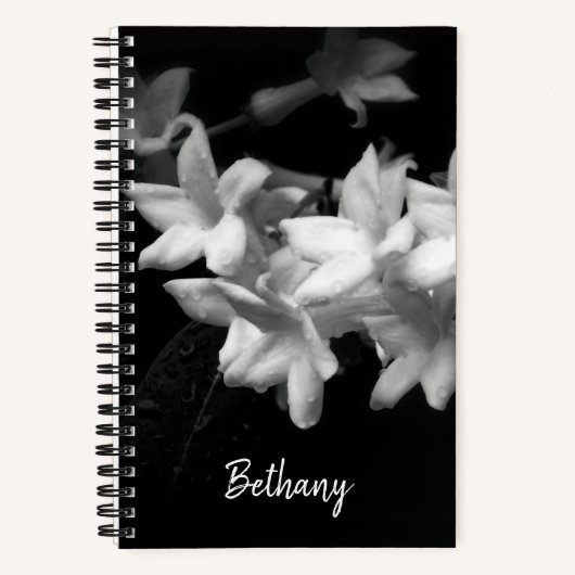 Carnet Jasmine Fleurs noir et blanc Photographie (Recto)