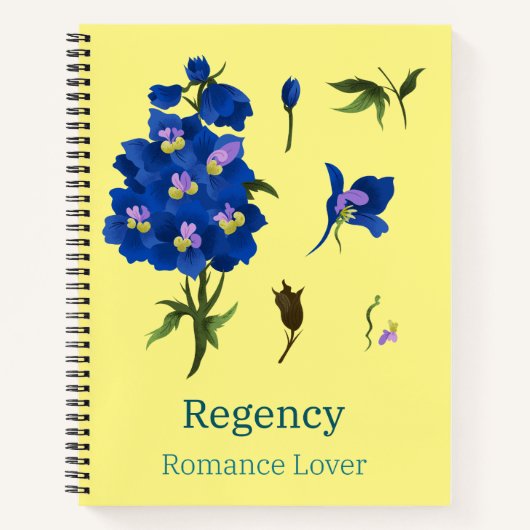 Carnet jaune avec fleurs bleues Romance Lover (Devant)