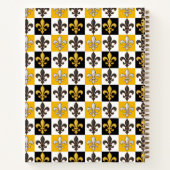 Carnet Jaune Blanc À damiers Fleur de lis Design (Dos)