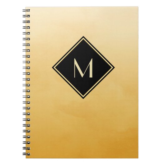 Carnet Jaune Brossé Élégant Avec Monogramme Or Simple (Devant)
