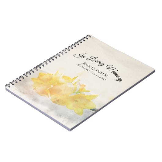 Carnet Jaune Daffodils Célébration de la vie funéraire (Côté gauche)