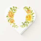 Carnet Jaune Élégante Fleur Wreath Monogramme Mariage 50e (Dos)