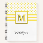 Carnet Jaune Gai Monogramme Nom Points Polka Rayé (Devant)