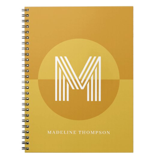 Carnet Jaune Moutarde Chic Géométrique Monogramme Moderne (Devant)