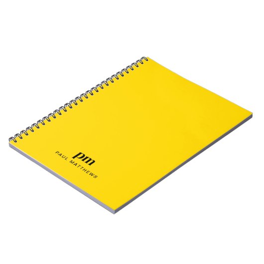 Carnet Jaune Moutarde Monogramme Simple Initiales et Nom (Côté gauche)