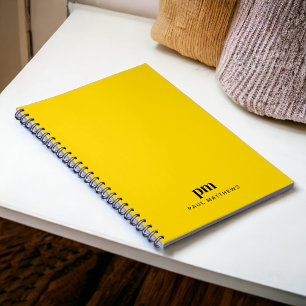 Carnet Jaune Moutarde Monogramme Simple Initiales et Nom