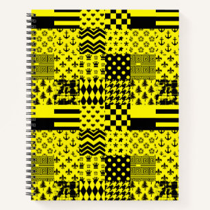 Carnet Jaune Noir Mixte Conception Motif Patchwork