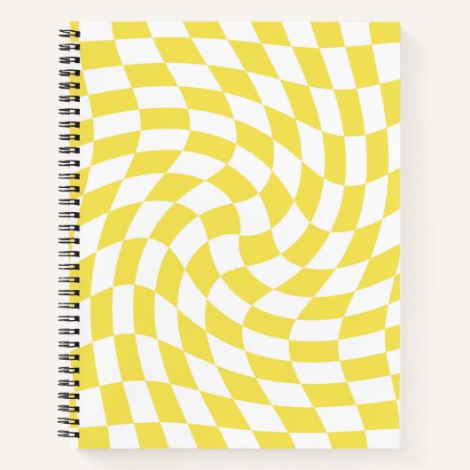 Carnet Jaune rétro Chèques déformés À damiers (Devant)