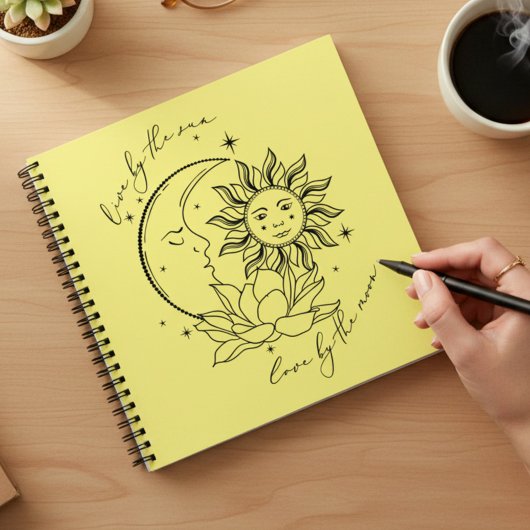 Carnet jaune soleil et lune
