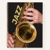 Carnet Jazzman Jouer Du Saxophone Or (Devant)