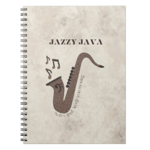 Carnet Jazzy Java-Grains de Café-Saxophone-Personnalisé-