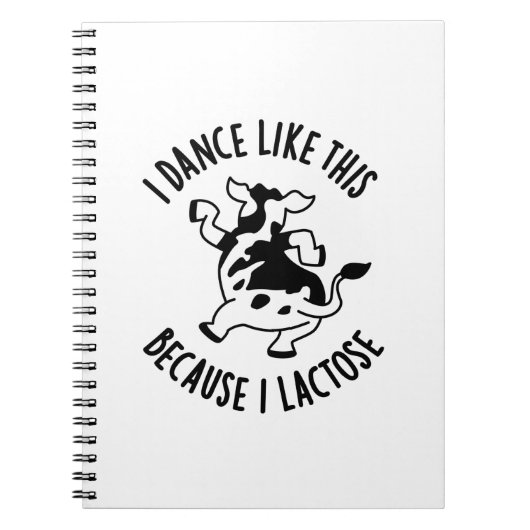 Carnet Je danse comme ça parce que je lactose vache groov (Devant)