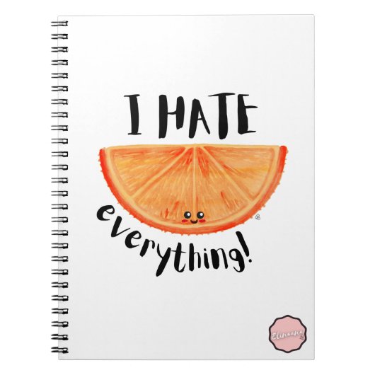 Carnet Je Déteste Tout, Kawaii Orange (Devant)
