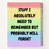 Carnet Je Dois Absolument M'En Souvenir, Mais Probablemen (Dos)