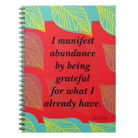 Carnet Je Manifeste L'Abondance En Étant Une Affirmation (Devant)