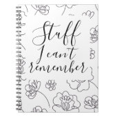 Carnet Je ne peux pas me souvenir de choses (Devant)