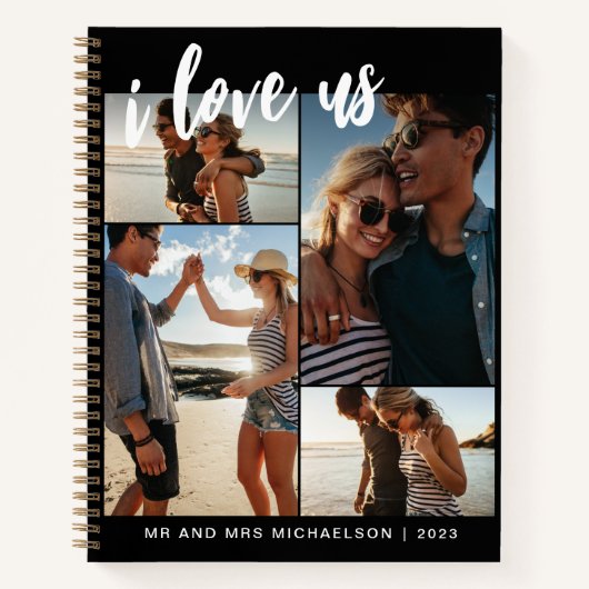 Carnet Je nous aime Script Photo Collage noir et blanc (Devant)