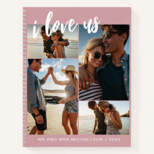 Carnet Je nous aime Script Photo Collage rose et blanc