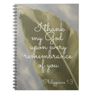 Carnet JE REMERCIE MON DIEU Philippiens 1:3 Cadeau po
