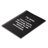 Carnet Je suis désolé (Côté gauche)