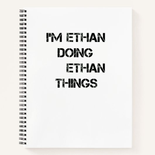 Carnet Je suis Ethan en train de faire des choses Ethan (Devant)