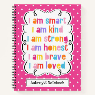 Carnet Je Suis Intelligent Pink Poka Affirmations Point P