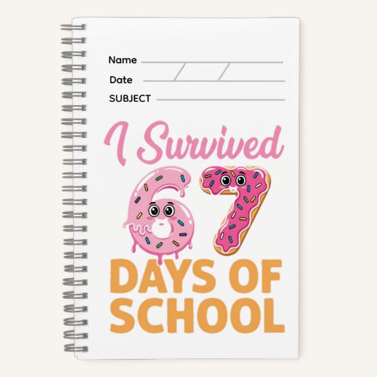 Carnet Je suis Survécu 67 Jours d'École Drôle Donut  (Recto)