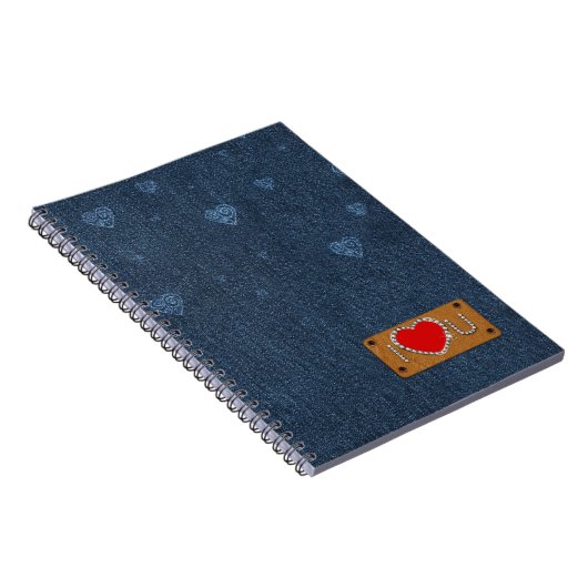 Carnet Je T'Aime. Cadeau Motif Blue Denim (Côté Droit)