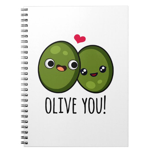 Carnet Je t'aime drôle de jeu de mots d'amour d'olive (Devant)