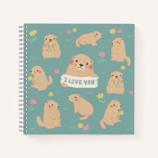 Carnet Je T'Aime, Illustration Marmotte (Devant)