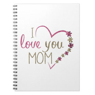 Carnet Je t'aime Maman Parties scintillant Coeur