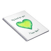 Carnet Je t'aime mignon Coeur Vert et Bleu Anniversaire N (Côté Droit)