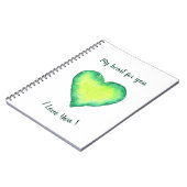 Carnet Je t'aime mignon Coeur Vert et Bleu Anniversaire N (Côté gauche)