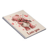 Carnet Je t'aime Teddy au violon (Côté Droit)