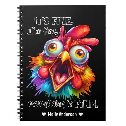 Carnet Je vais bien, tout est FINE Drôle poulet (Devant)