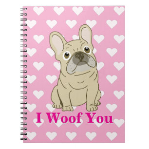 Carnet Je vous woof - cœurs de Bouledogue français