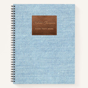 Carnet Jeans bleu moderne Texture Patch en cuir