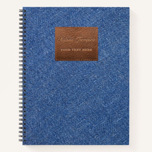 Carnet Jeans de denim bleu foncé moderne texture Patch en (Devant)