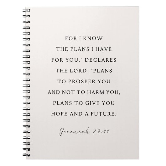 Carnet Jérémie 29:11 Je connais les plans que j'ai pour v (Devant)