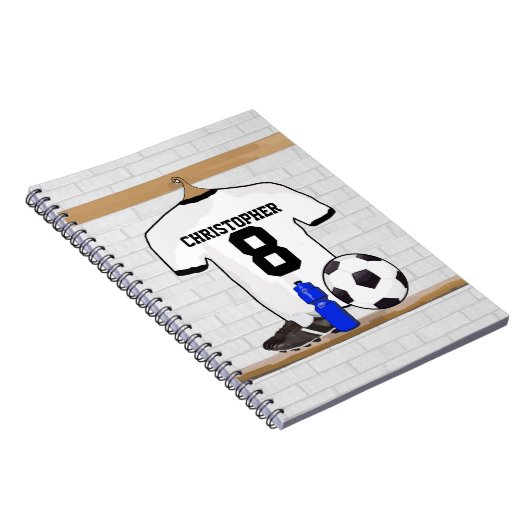 Carnet Jersey de football noir blanc personnalisé (Côté Droit)