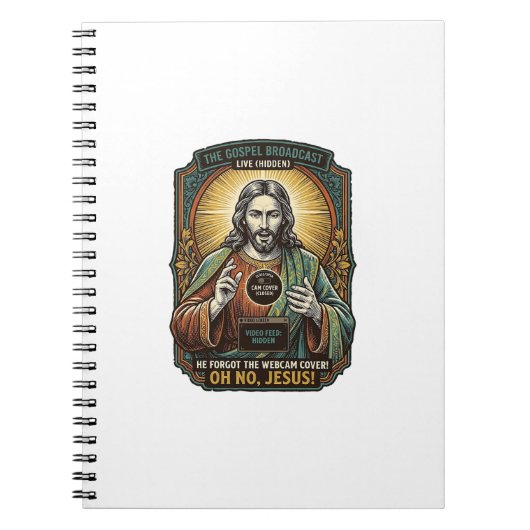 Carnet Jésus Fond noir Couverture de webcam oubliée Virtu (Devant)