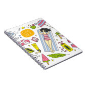 Carnet Jeu de doodle d'été sur blanc arrière - plan vinta (Côté Droit)